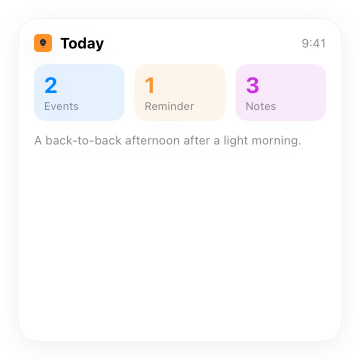 The BrainDump overview Home Screen widget