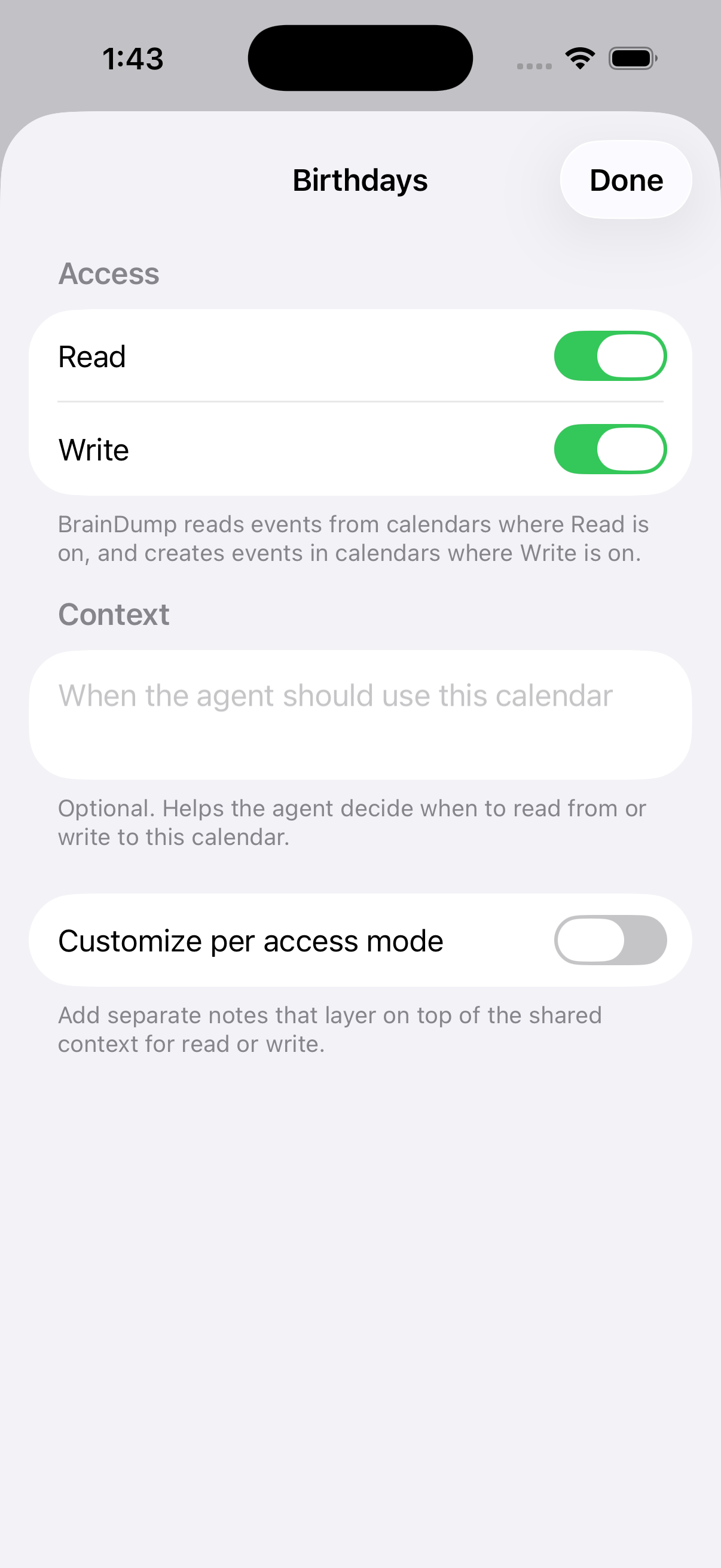 BrainDump staged-changes review screen